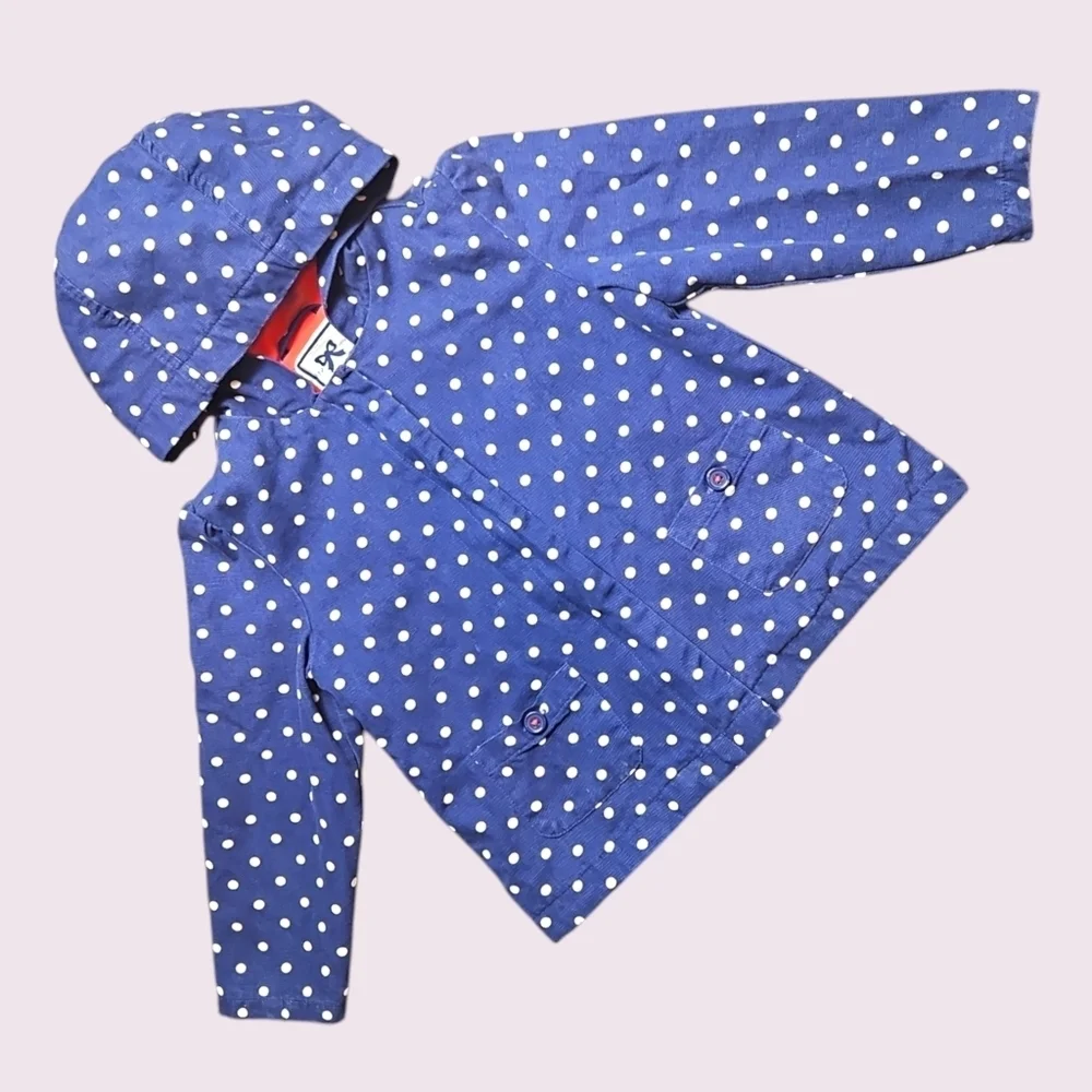 Gymboree Girls Toddler Polka Dot Hooded Jacket Blue Size 4T/5T
